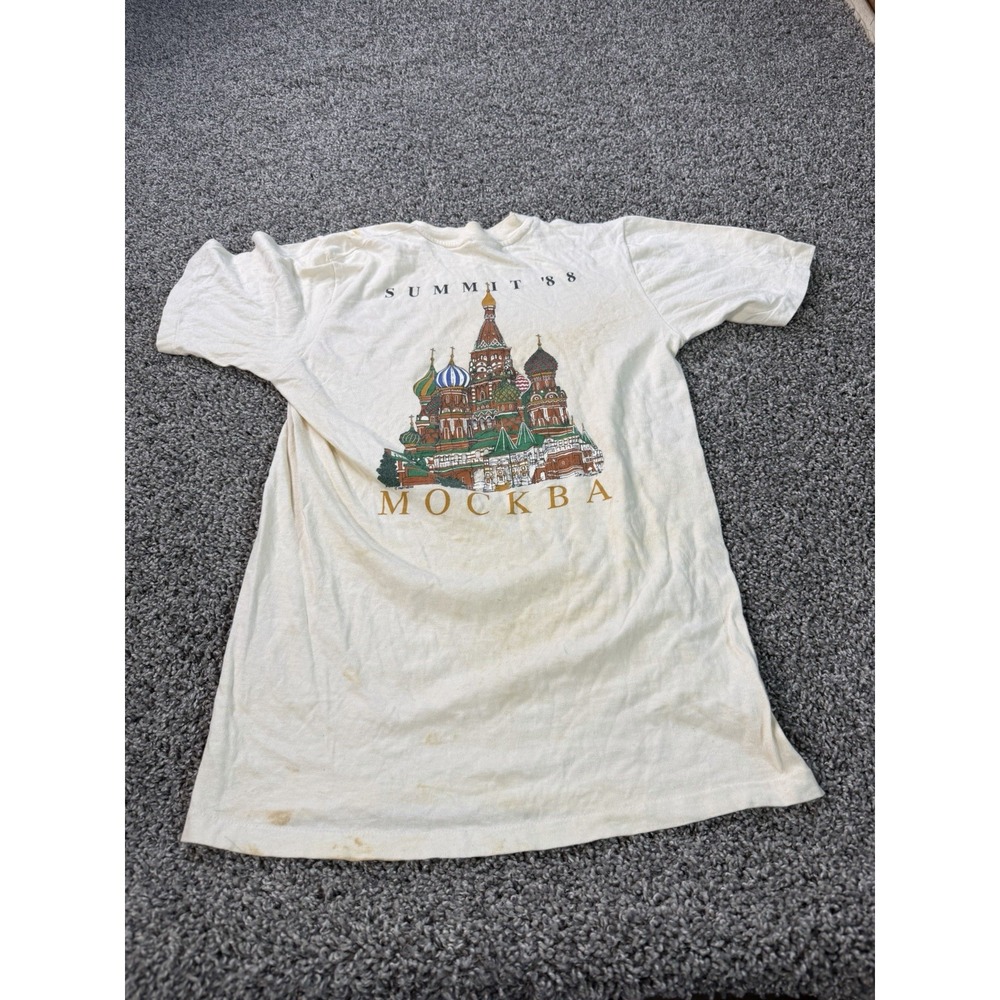 Vintage 1988 Moscow Summit T Shirt Men's Size Medium White